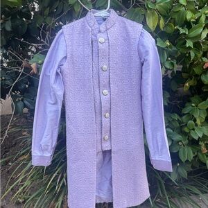 Lavender Custom Made Long Sleeve Button-Up Kurta for Boys Age 10-12